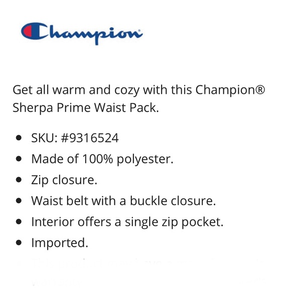 CHAMPION Red & Black Sherpa Prime Waist Fanny Pack - Picture 4 of 5